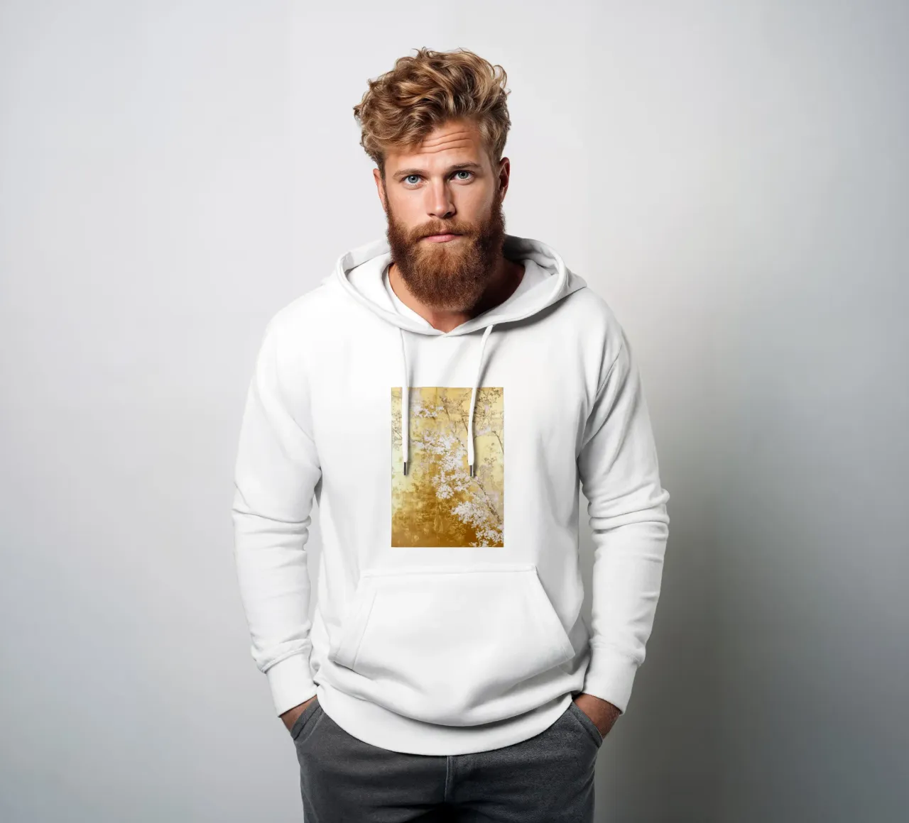 Albero artistico bianco e oro felpa con cappuccio da Justyna Jaszke JBJart