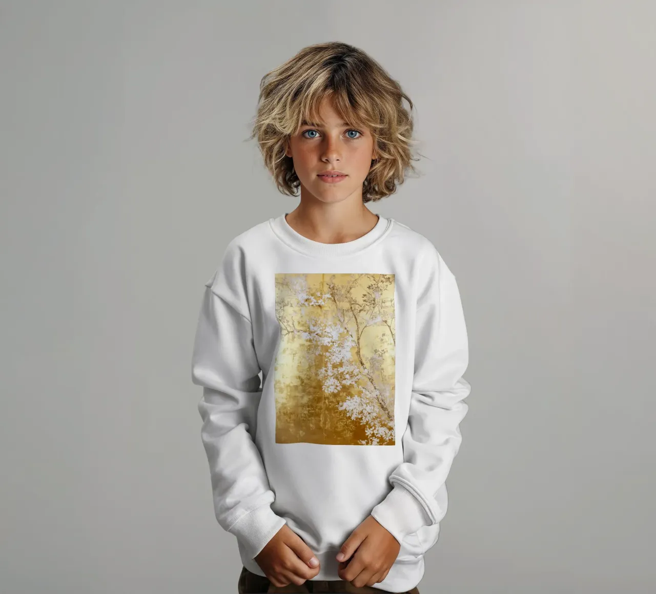Albero artistico bianco e oro felpa bambino da Justyna Jaszke JBJart