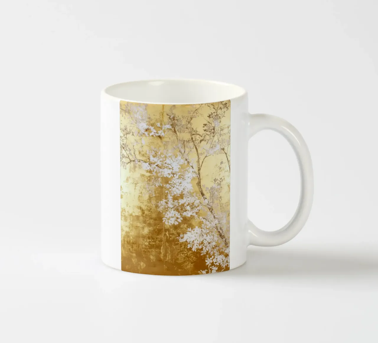 Albero artistico bianco e oro tazza in ceramica da Justyna Jaszke JBJart