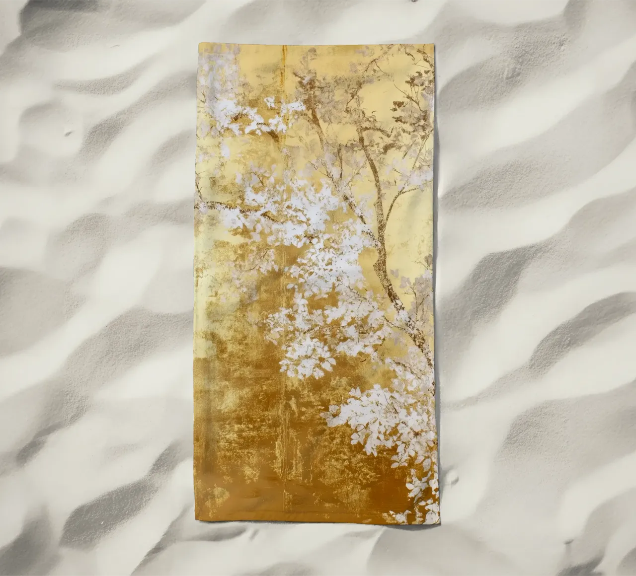 Albero artistico bianco e oro telo mare da Justyna Jaszke JBJart