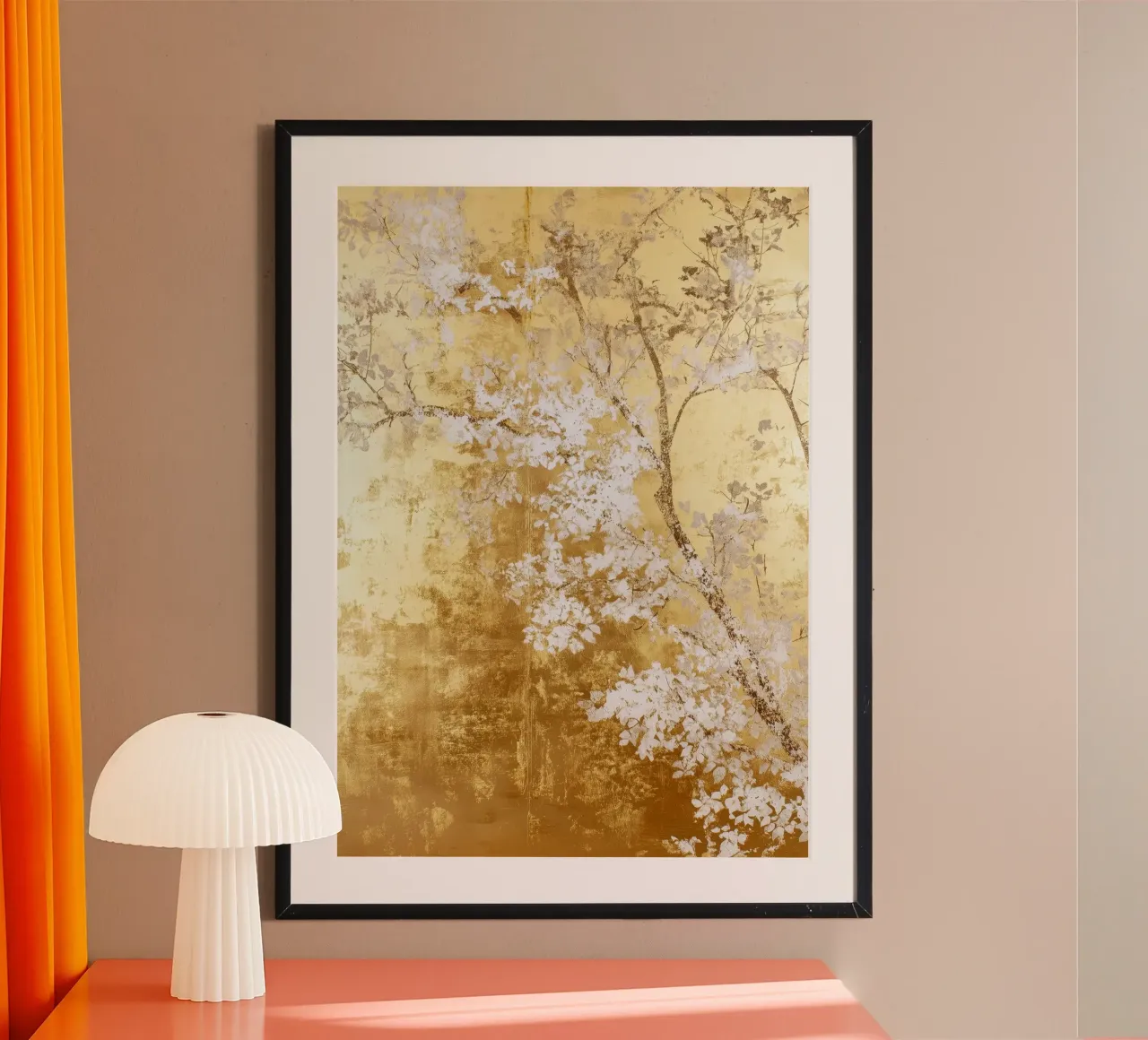 Albero artistico bianco e oro carta hahnemühle da Justyna Jaszke JBJart