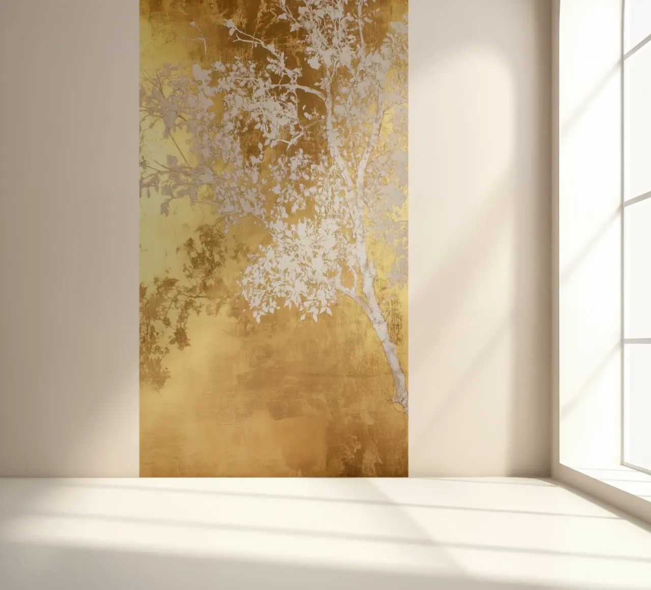 Gold nature art white tree photo wallpaper by Justyna Jaszke JBJart