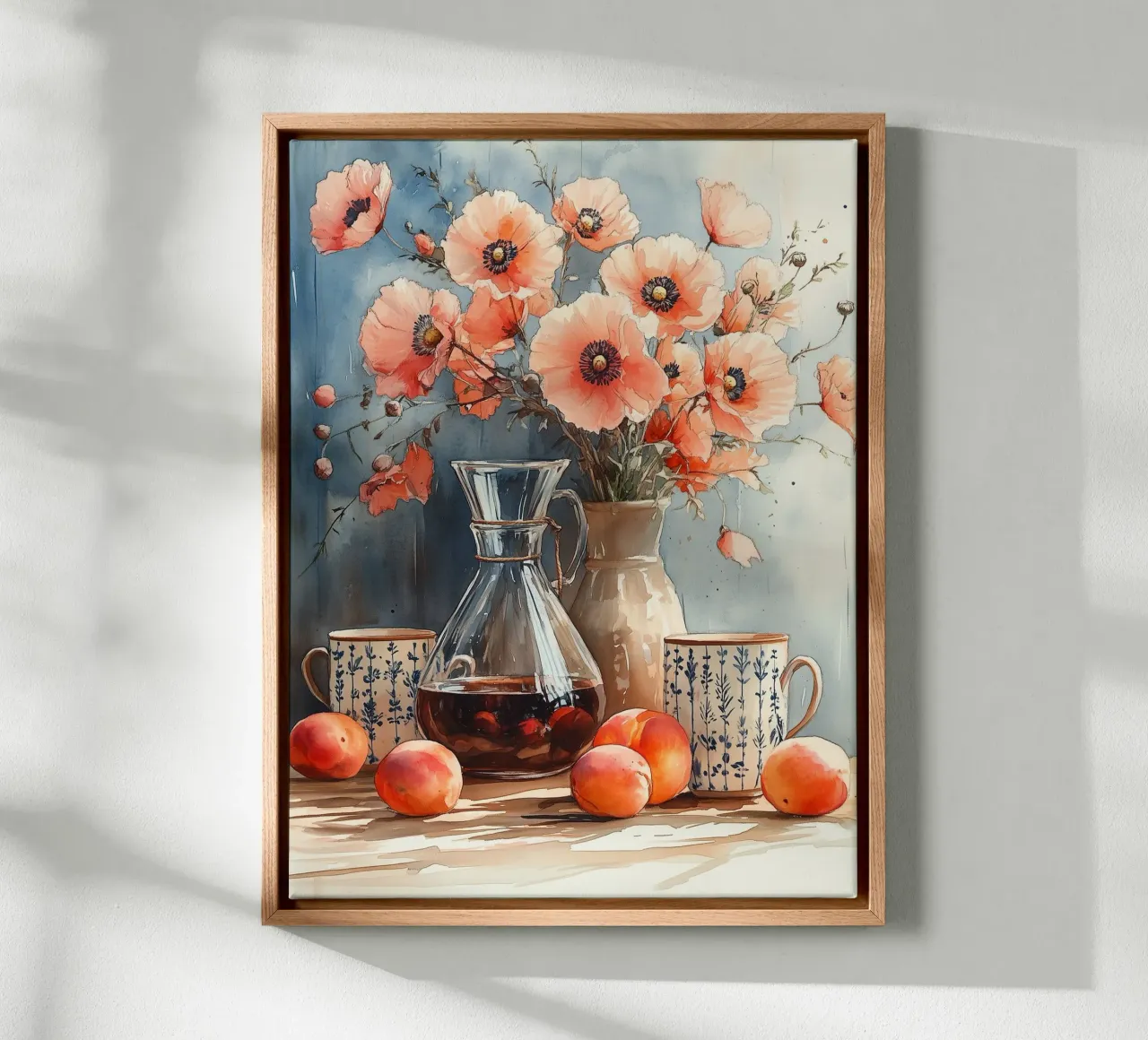 Stillleben mit Mohnblumen Leinwand mit Schattenfugenrahmen von Spice & Style