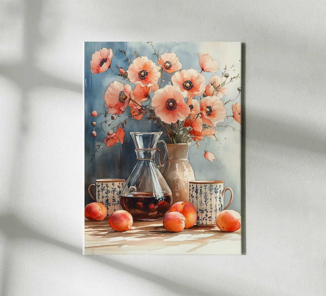 Stillleben mit Mohnblumen Leinwand mit Schattenfugenrahmen von Spice & Style