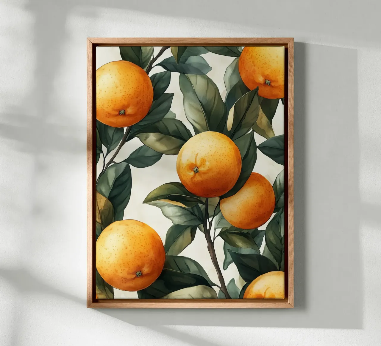Oranges on branches canvas with Floater frame by Spice & Style
