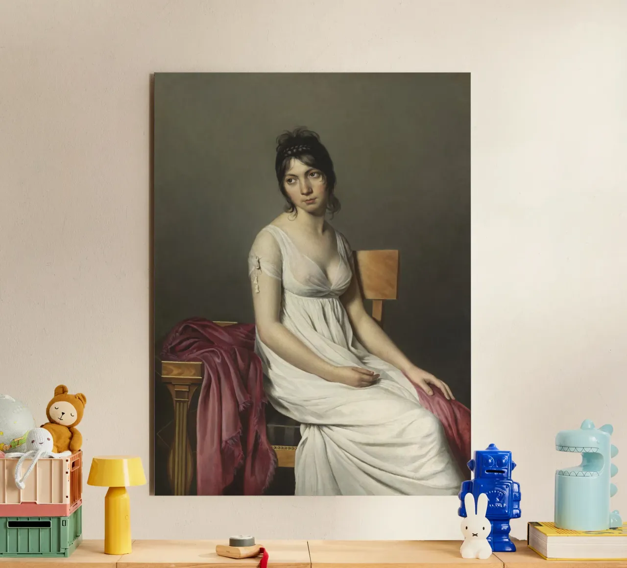 Jacques-Louis David - Ritratto di giovane donna in bianco alluminio dibond da William Store