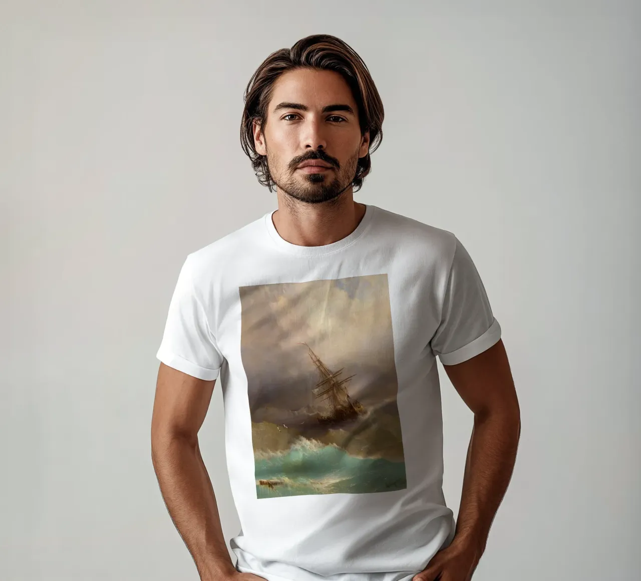 Ivan Aivazovsky - Nave nel mare in tempesta t-shirt da William Store
