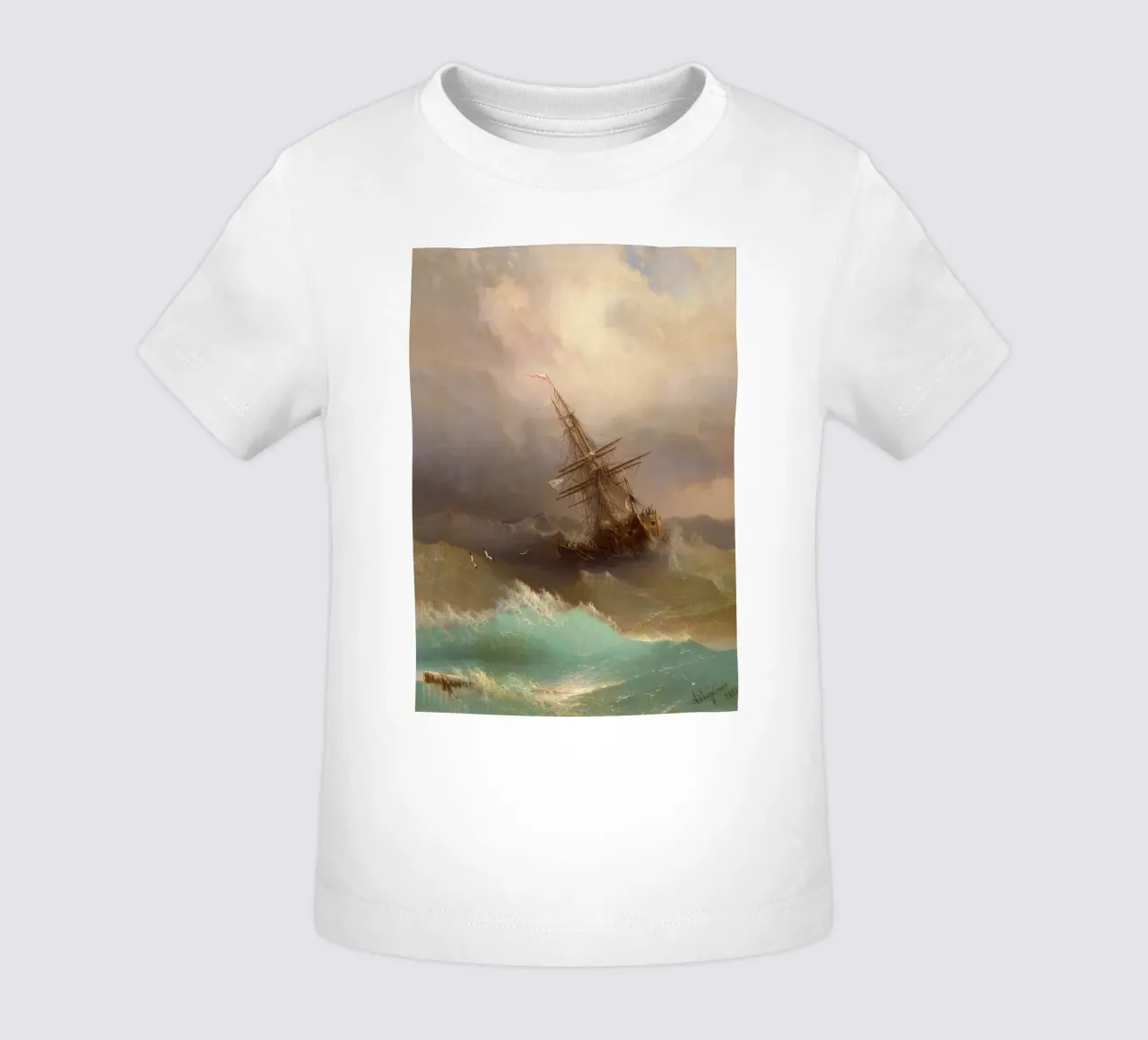 Ivan Aivazovsky - Nave nel mare in tempesta maglietta neonato da William Store