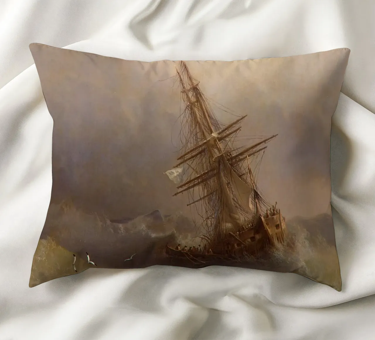 Ivan Aivazovsky - Nave nel mare in tempesta cuscino da William Store