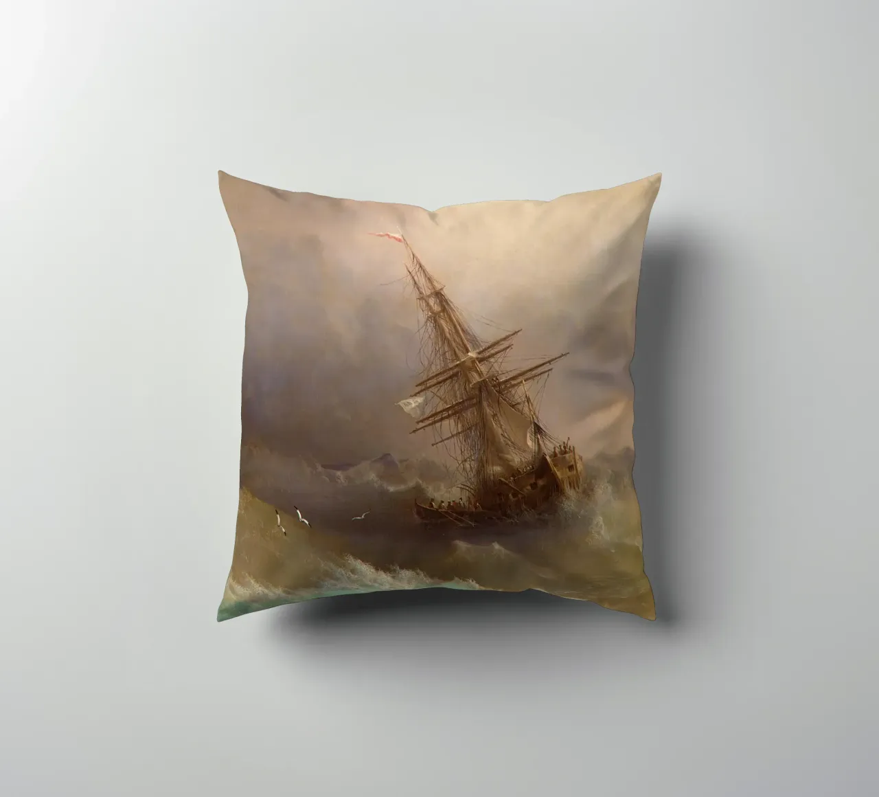 Ivan Aivazovsky - Nave nel mare in tempesta cuscino da William Store