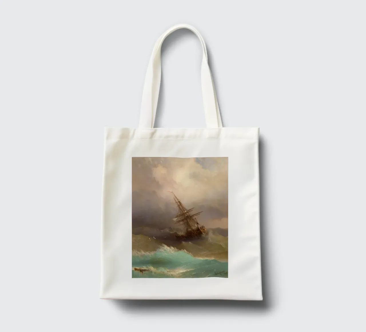 Ivan Aivazovsky - Nave nel mare in tempesta borsa in juta da William Store