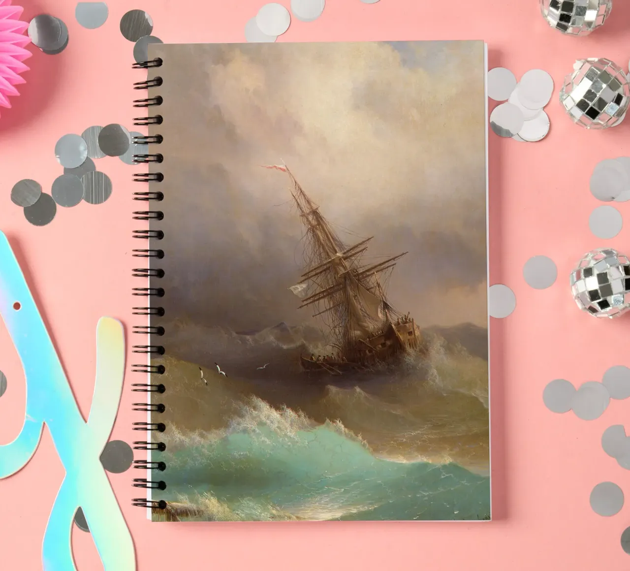 Ivan Aivazovsky - Un navire dans une mer agitée carnet à spirale de William Store