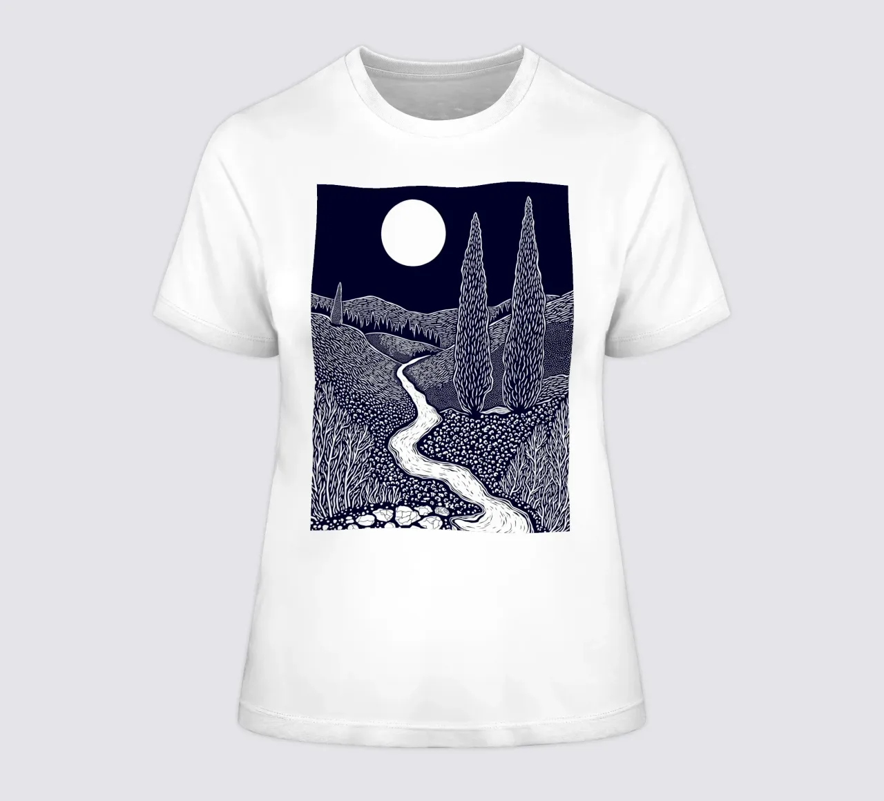 Cypress Under the Moon t-shirt da donna da Indigo Rain