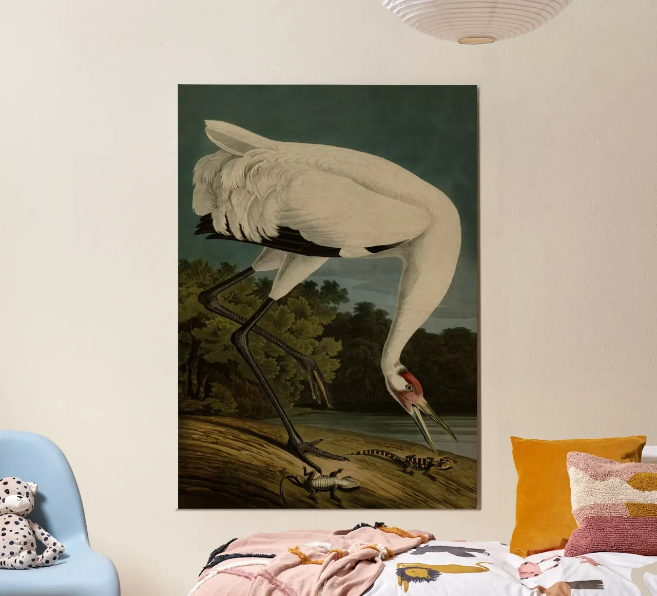 Vintage Audubon 1 Hooping Crane poster con telaio in legno da Vintage Print Collection