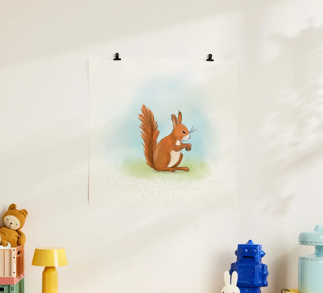 Eichhörnchen auf Wiese, Quadratisch hahnemühle de Farbwelten