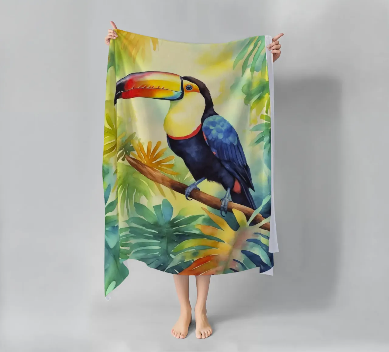 Tropisch toekan paradijs strandhanddoek van Andrea Haase Modern Home