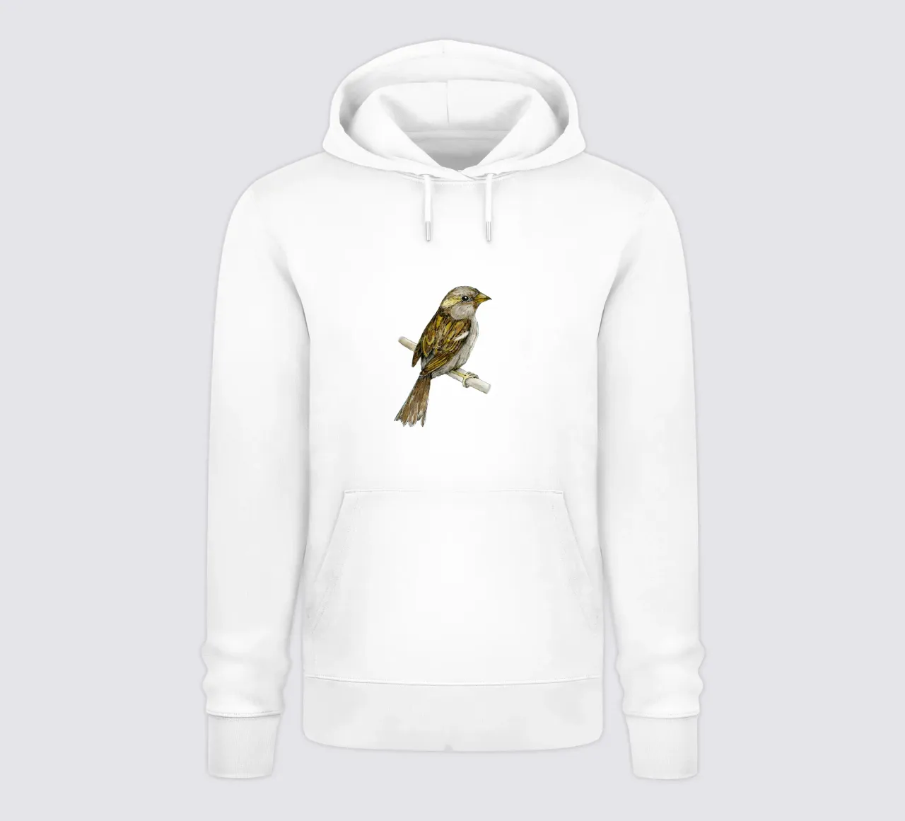 Dibujo a tinta de color de gorrión común sudadera con capucha de BwiseLizzy