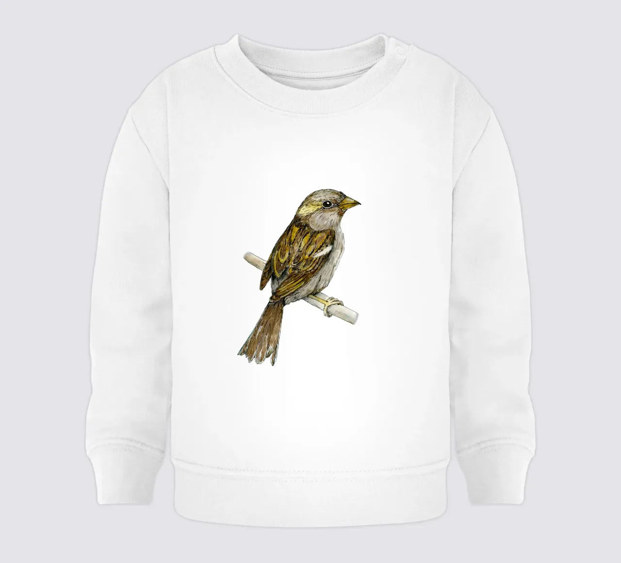 Dibujo a tinta de color de gorrión común sudadera de bebé de BwiseLizzy