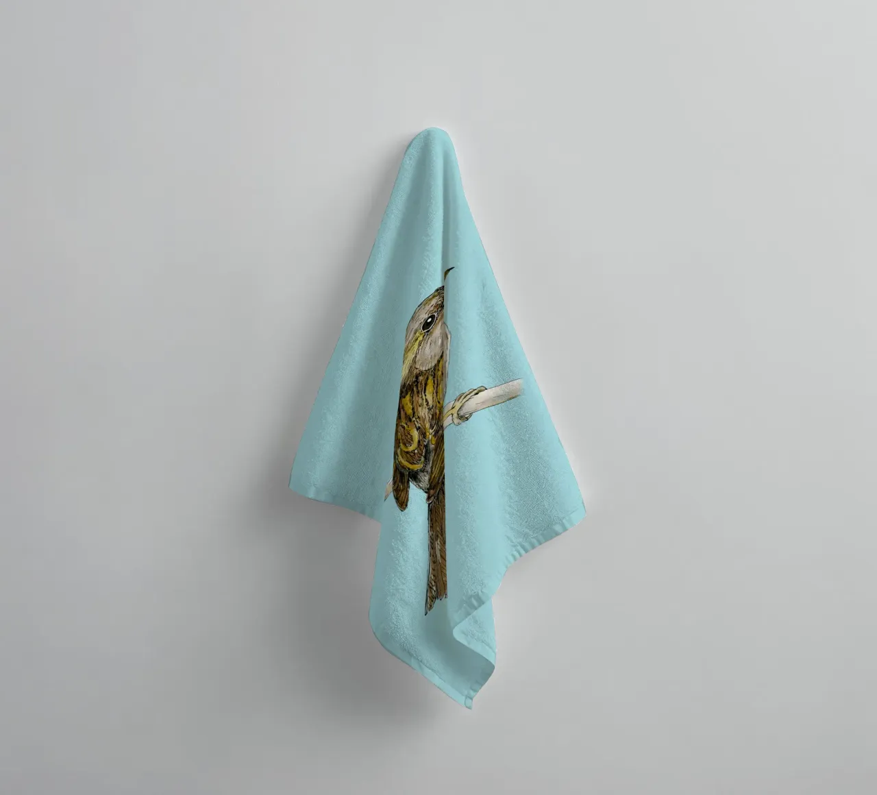 House sparrow colored ink drawing towel by BwiseLizzy