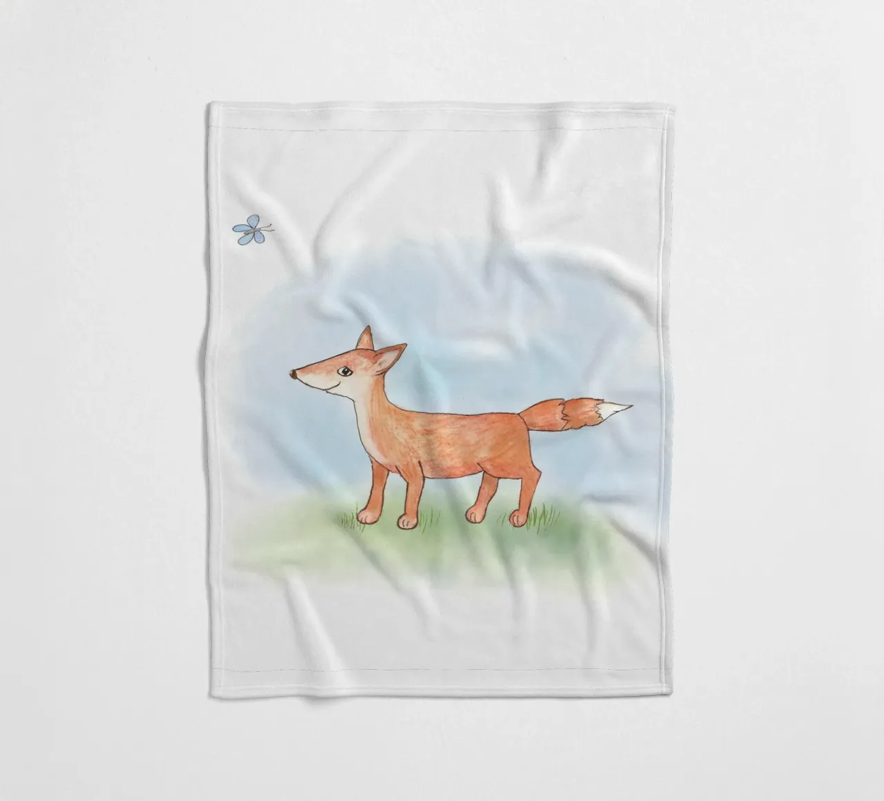 Kleiner Fuchs auf Wiese, Quadrat coperta in pile da Farbwelten