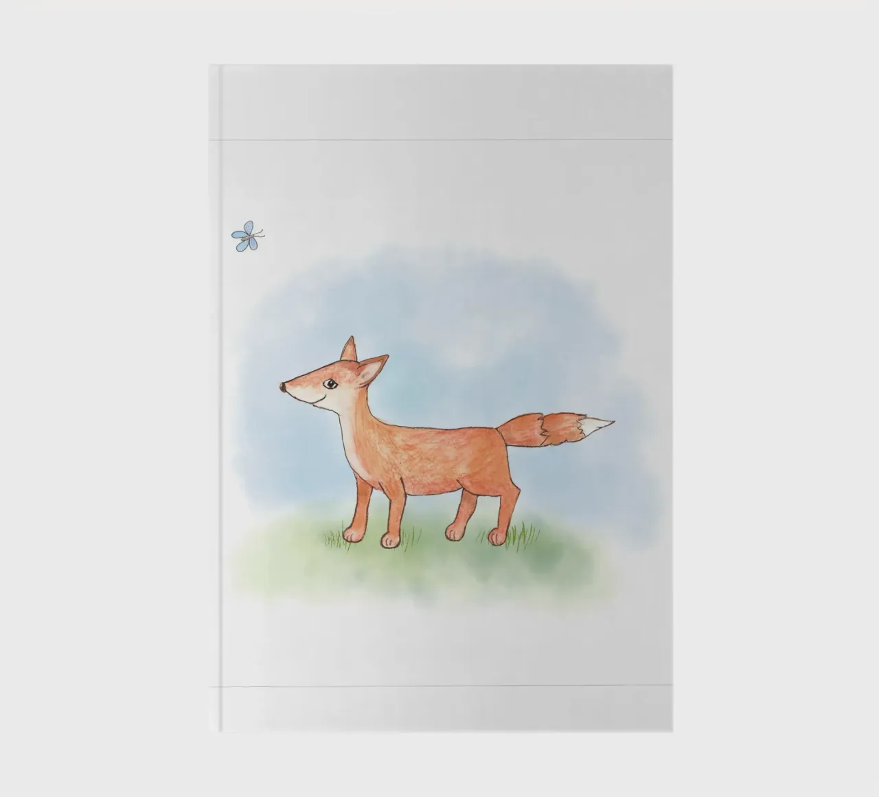 Kleiner Fuchs auf Wiese, Quadrat notebook by Farbwelten