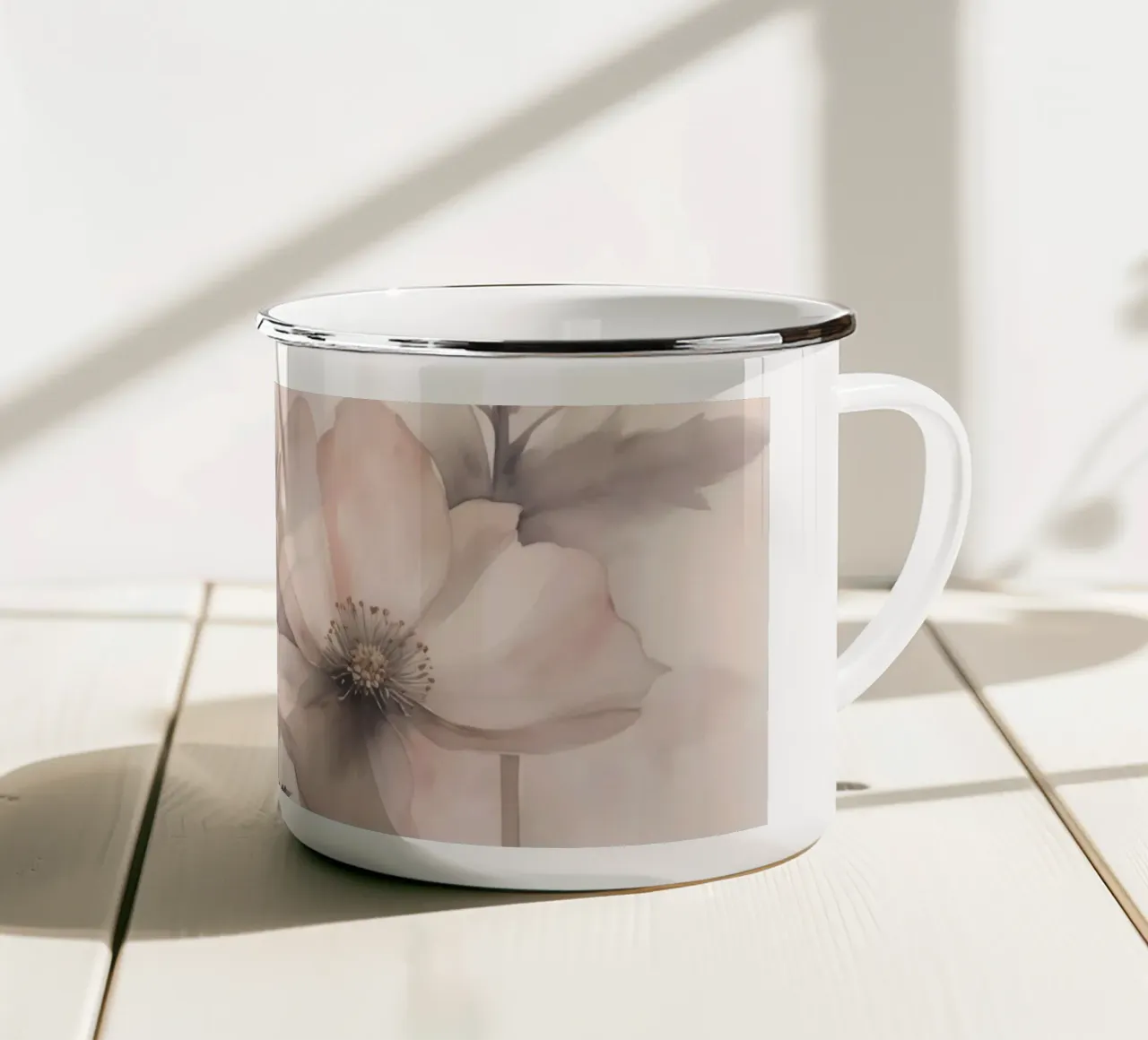 Fiori di primavera delicati rosa tazza in smalto da Andrea Haase Floral Passion