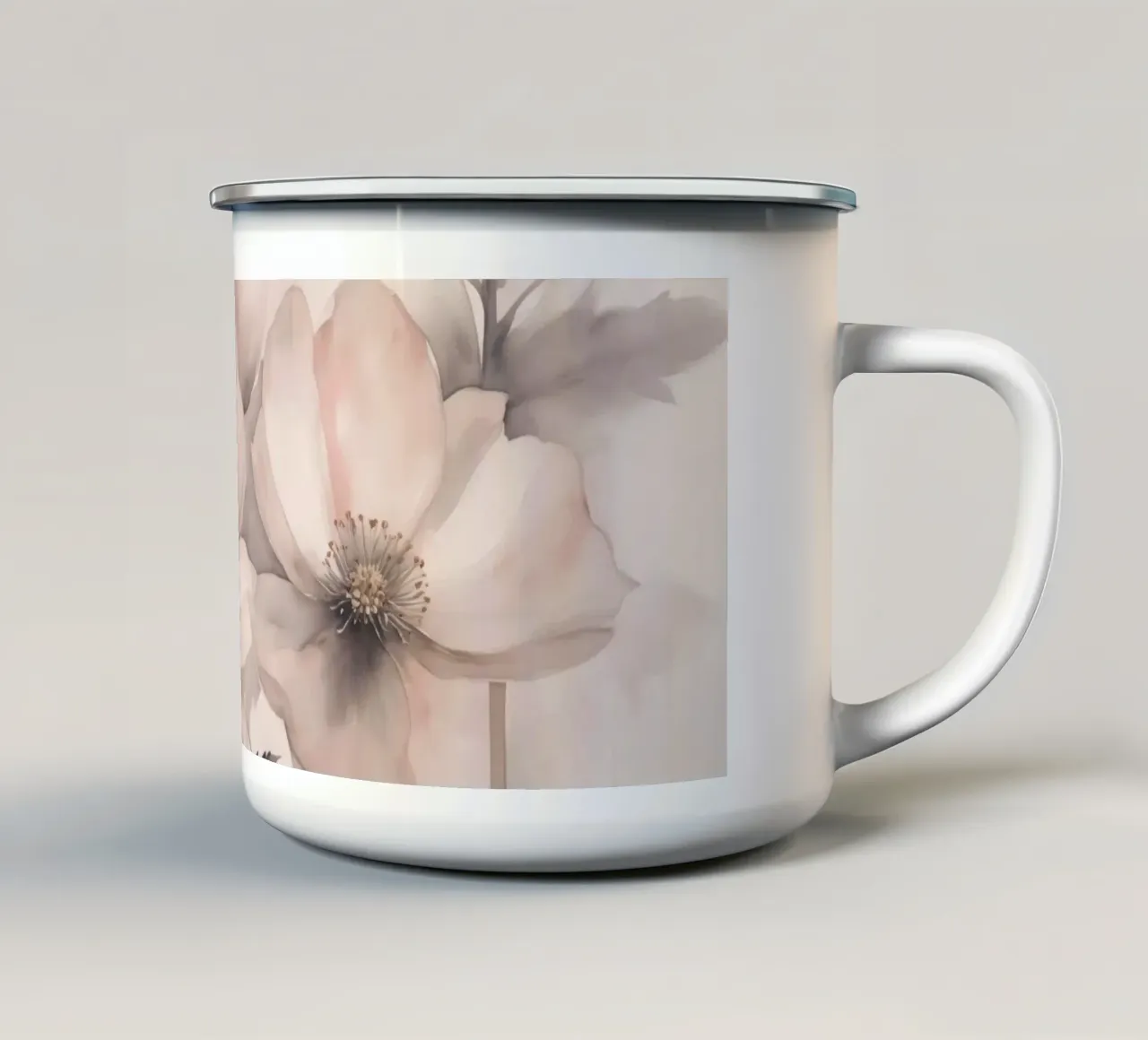Fiori di primavera delicati rosa tazza in smalto da Andrea Haase Floral Passion