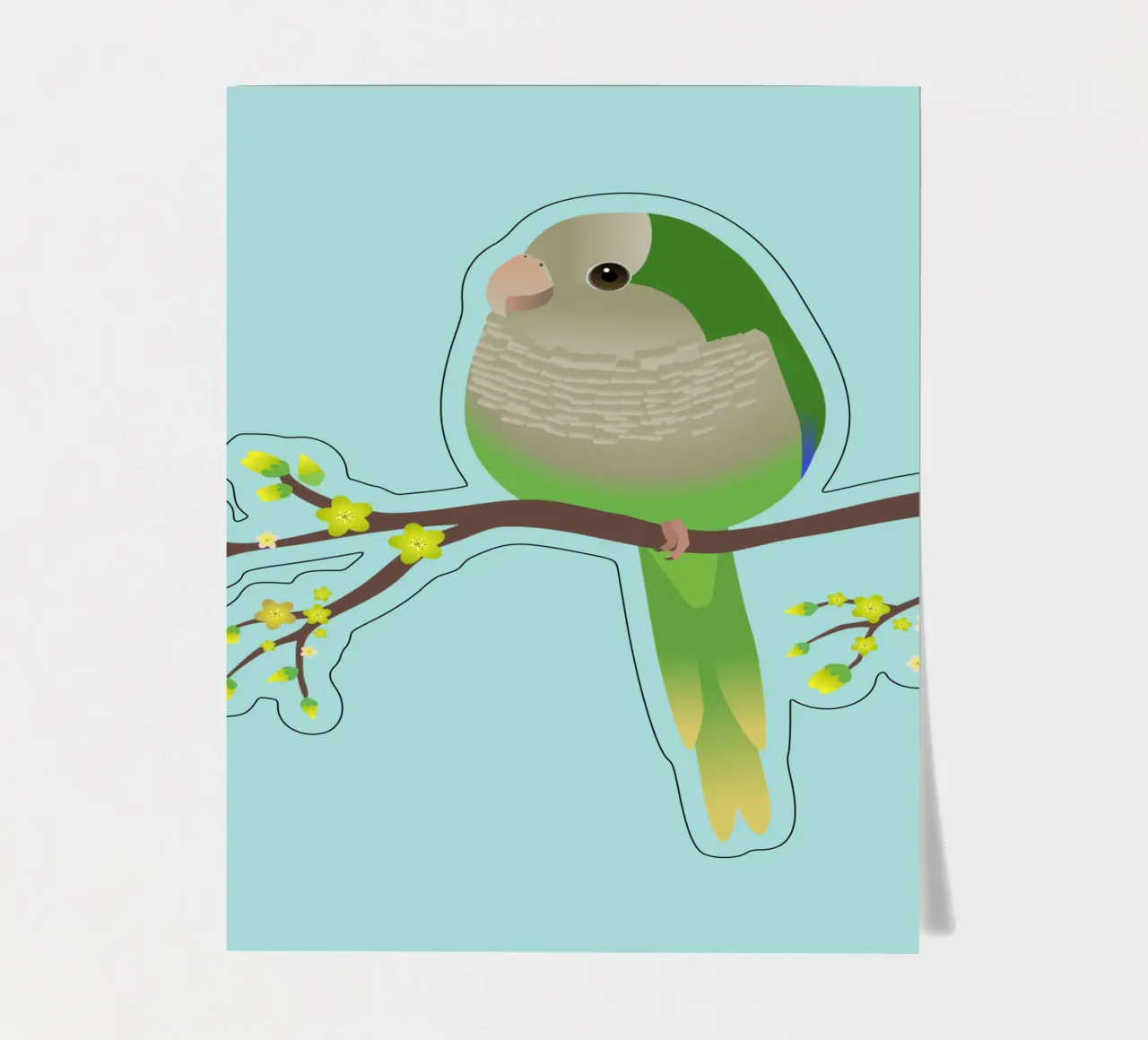 Mignon perroquet de quaker ou perruche moine en forme d'oeuf planche autocollant de BwiseLizzy