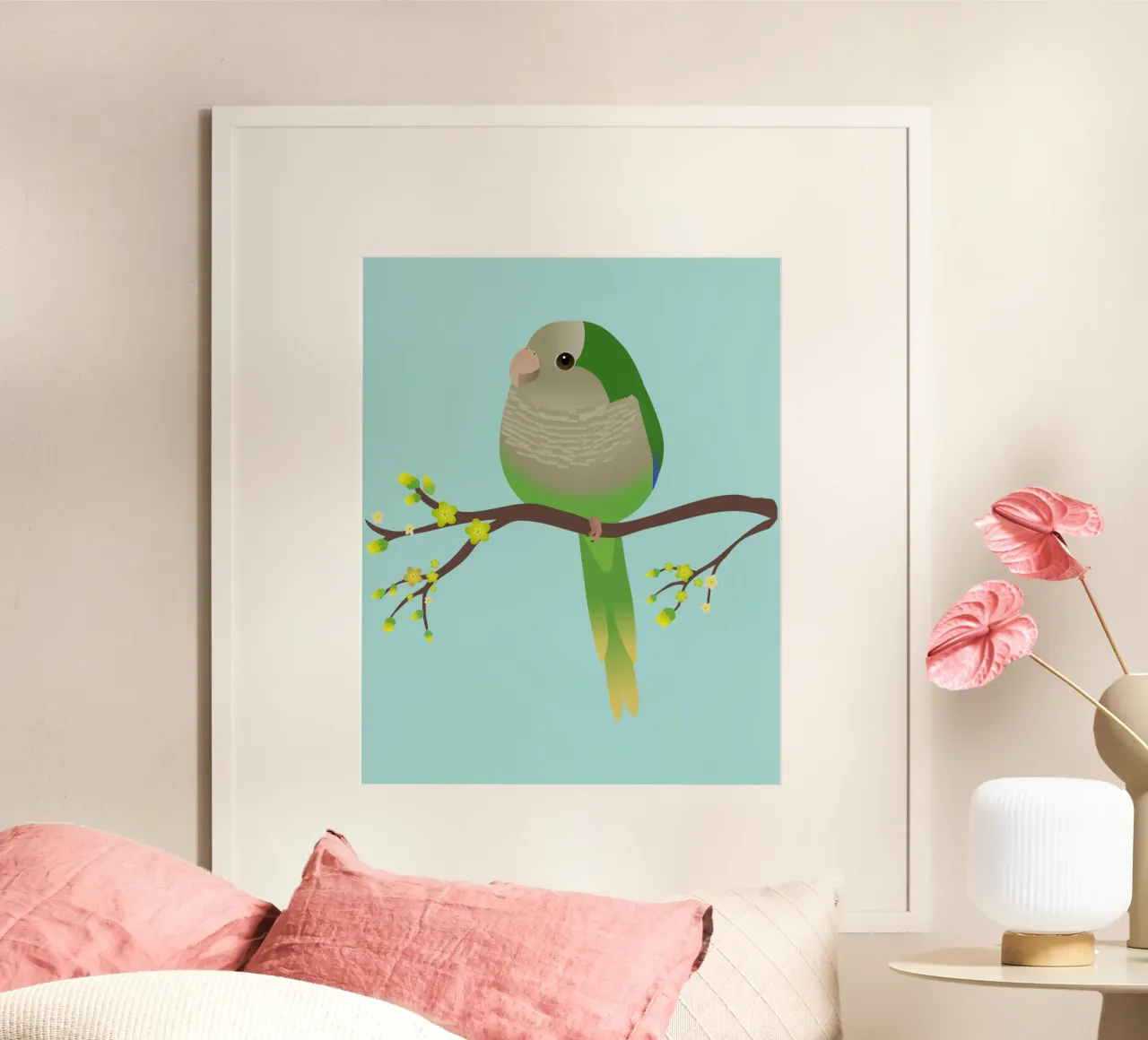 Simpatico pappagallo quaker a forma di uovo o parrocchetto monaco poster da BwiseLizzy