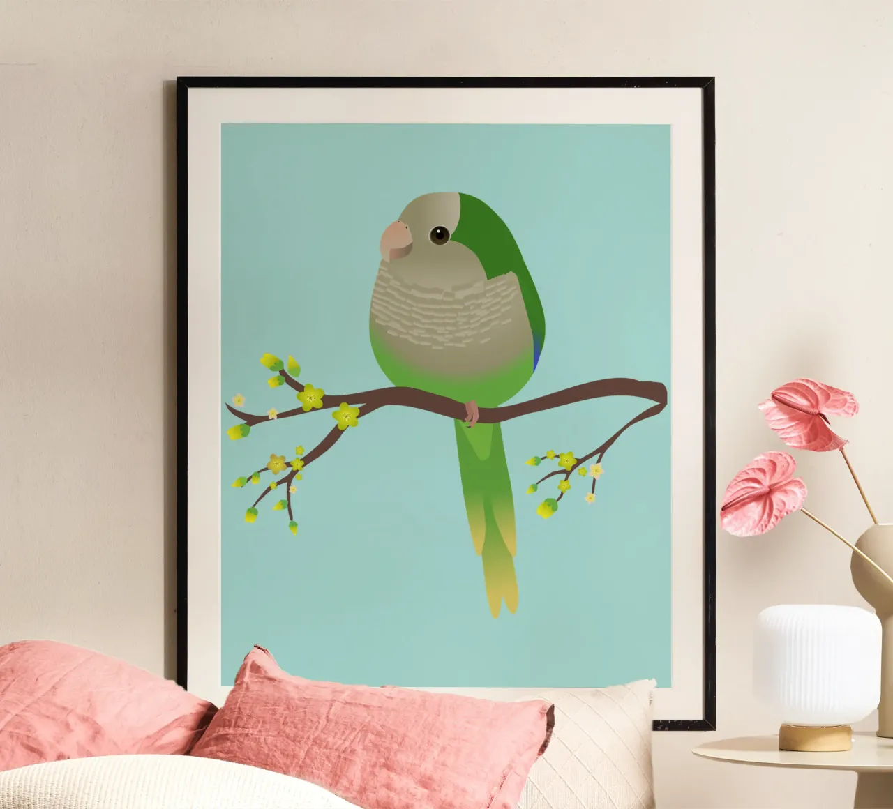 Simpatico pappagallo quaker a forma di uovo o parrocchetto monaco poster da BwiseLizzy