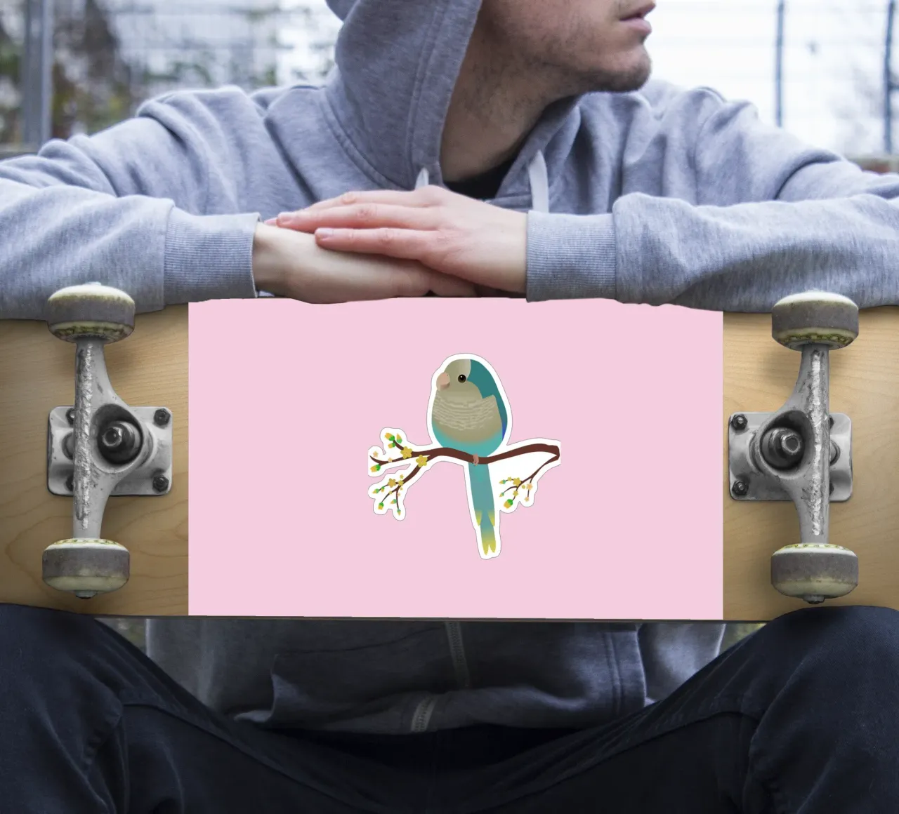 Niedlicher eiförmiger blauer Quäkersittich oder Mönchssittich Sticker von BwiseLizzy