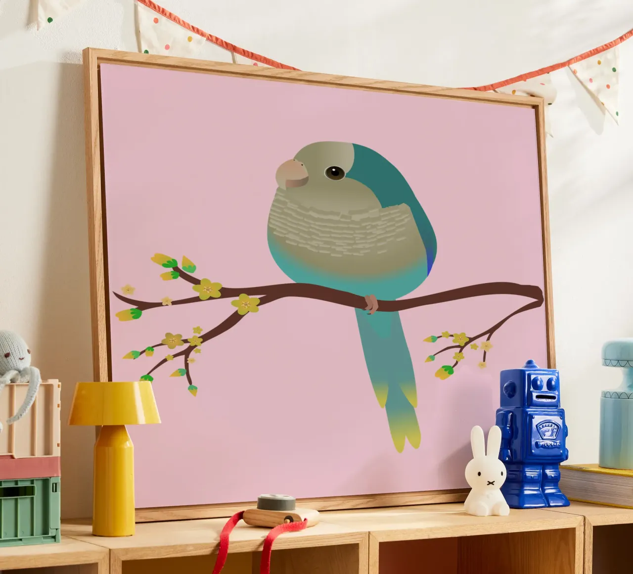 Niedlicher eiförmiger blauer Quäkersittich oder Mönchssittich Acryl-Glas von BwiseLizzy