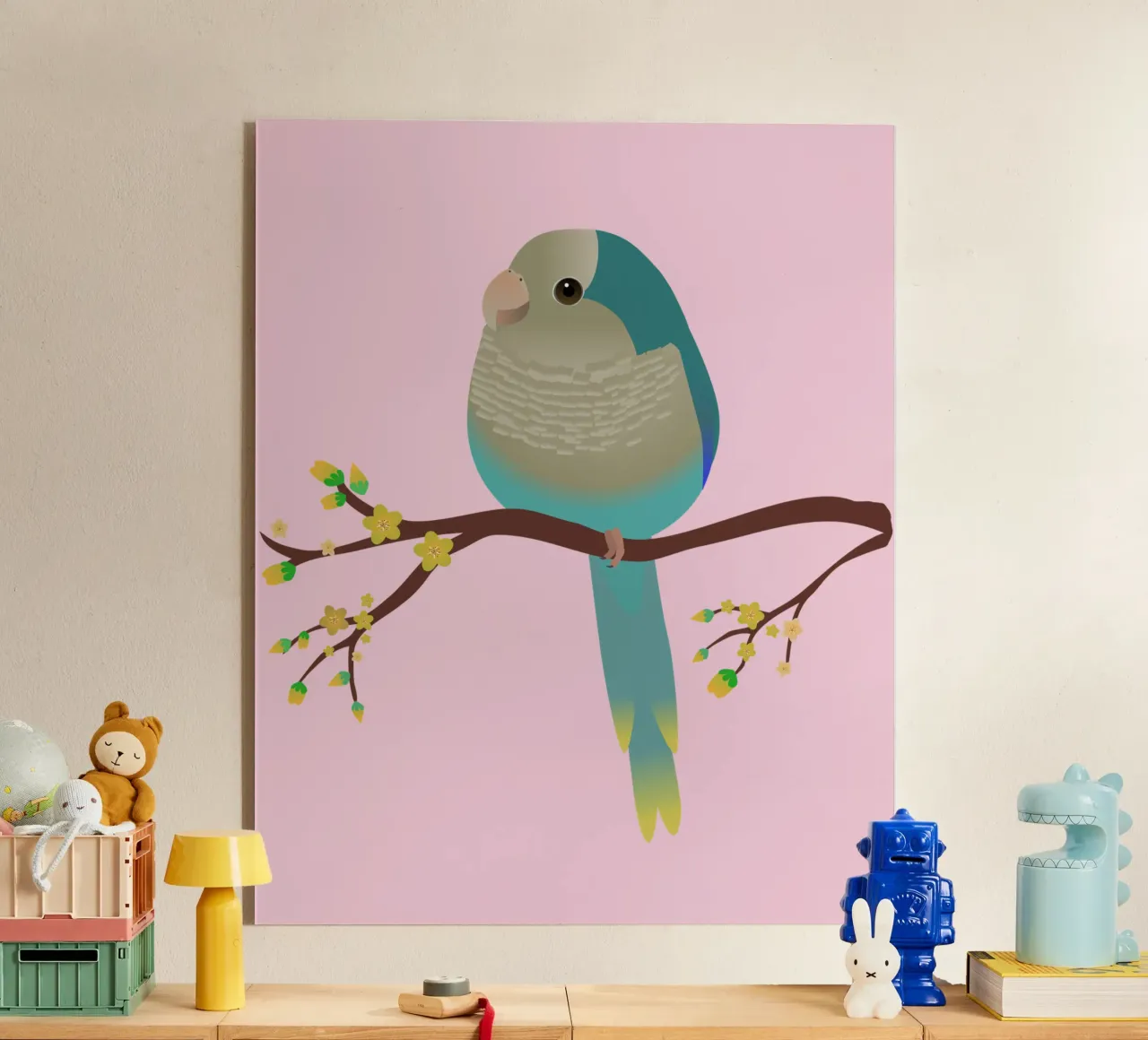 Niedlicher eiförmiger blauer Quäkersittich oder Mönchssittich Acryl-Glas von BwiseLizzy