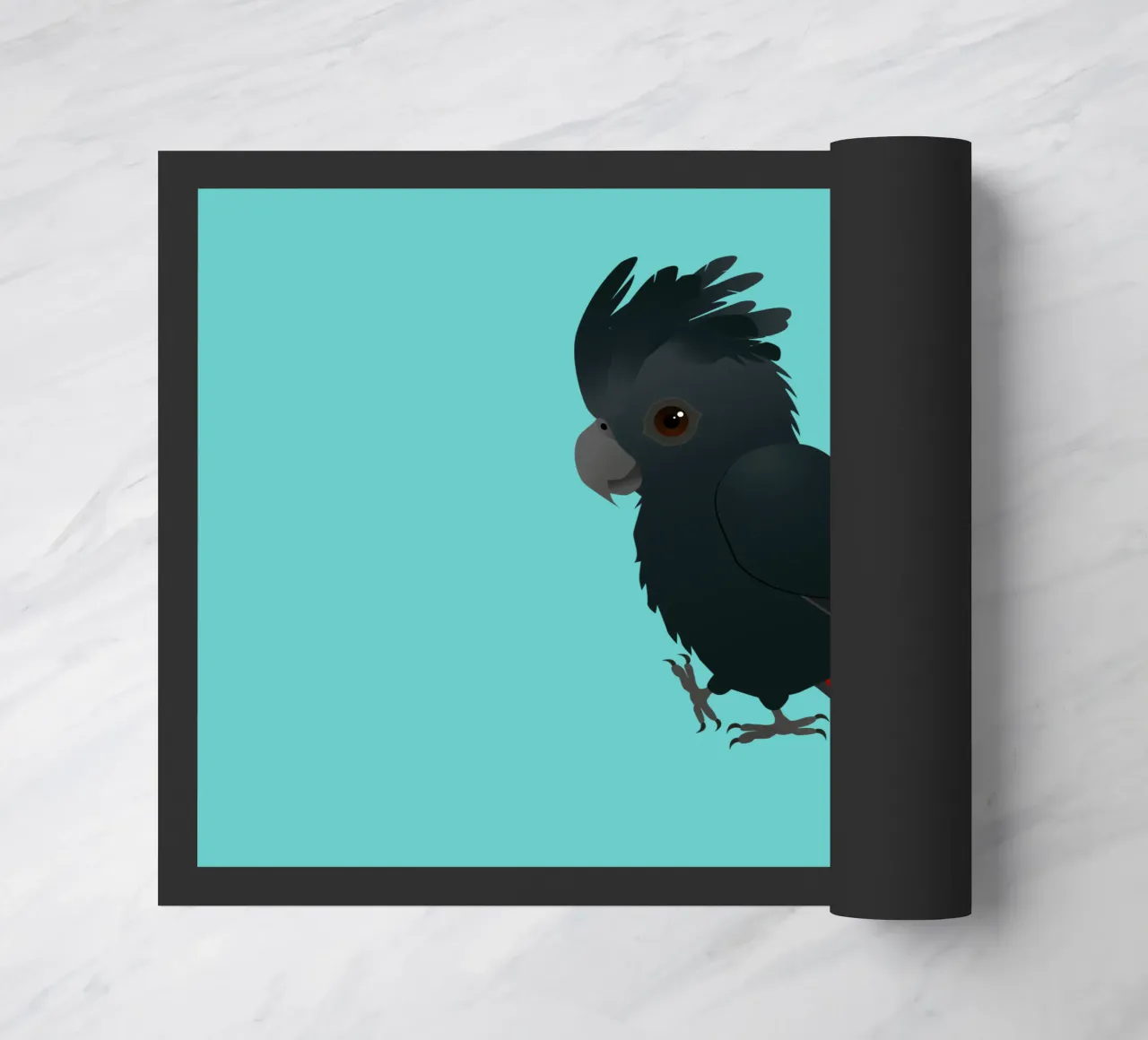 Illustrazione di un simpatico cacatua nero dalla coda rossa zerbino da BwiseLizzy