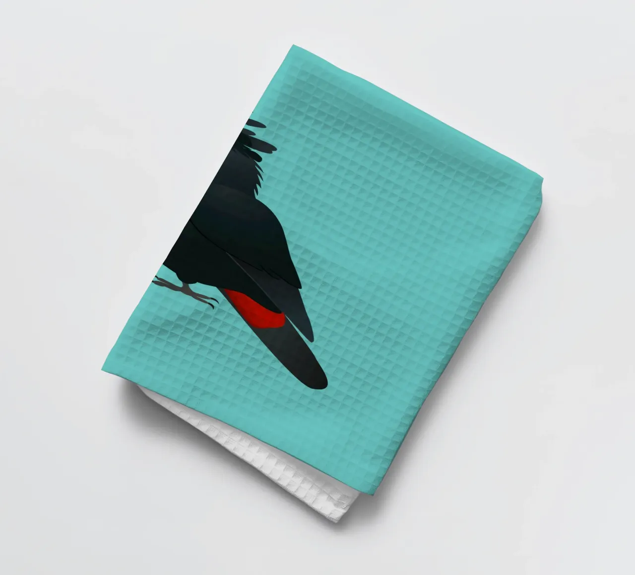 Illustrazione di un simpatico cacatua nero dalla coda rossa canovaccio da cucina da BwiseLizzy