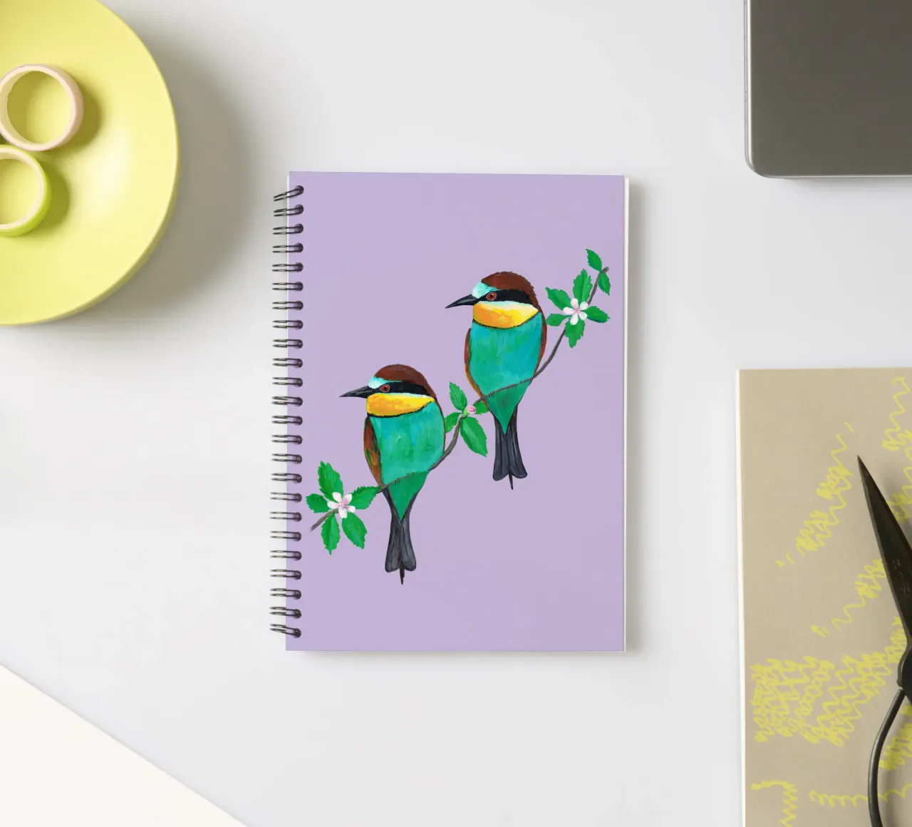 Two European bee eaters spiral notebook by BwiseLizzy
