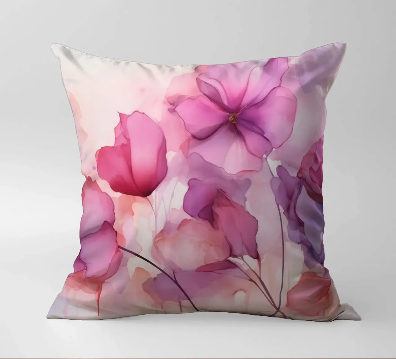 Fiori d'inchiostro sognanti rosa fucsia cuscino da Andrea Haase Floral Passion