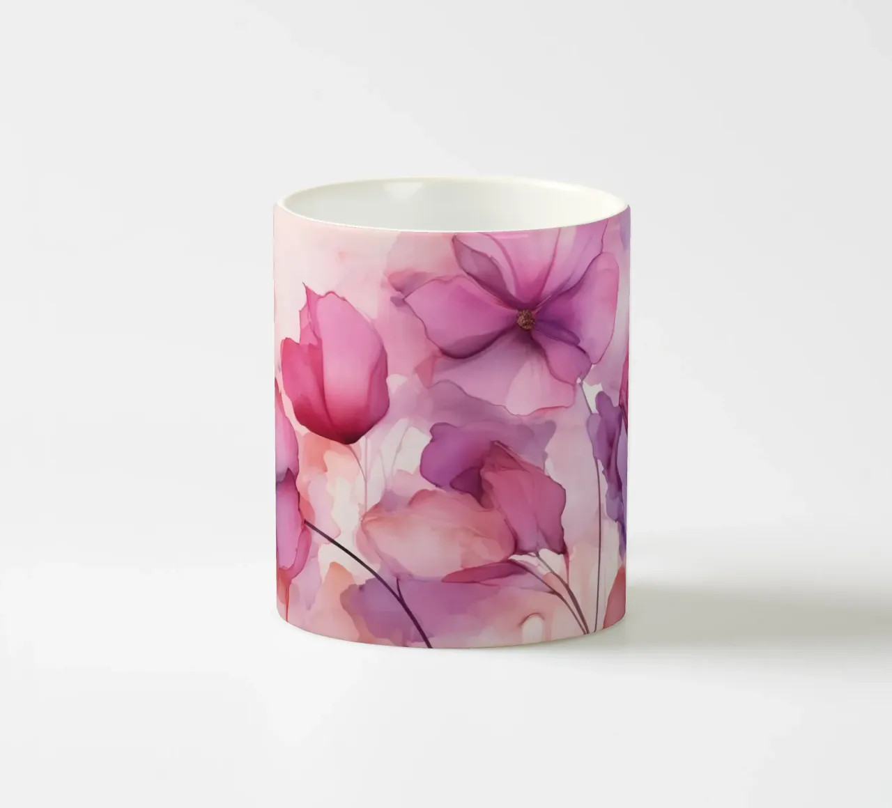 Fiori d'inchiostro sognanti rosa fucsia tazza in ceramica da Andrea Haase Floral Passion