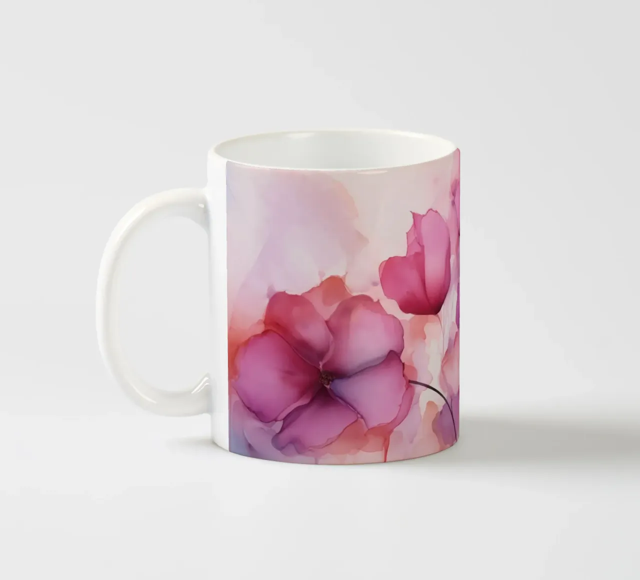 Fiori d'inchiostro sognanti rosa fucsia tazza in ceramica da Andrea Haase Floral Passion