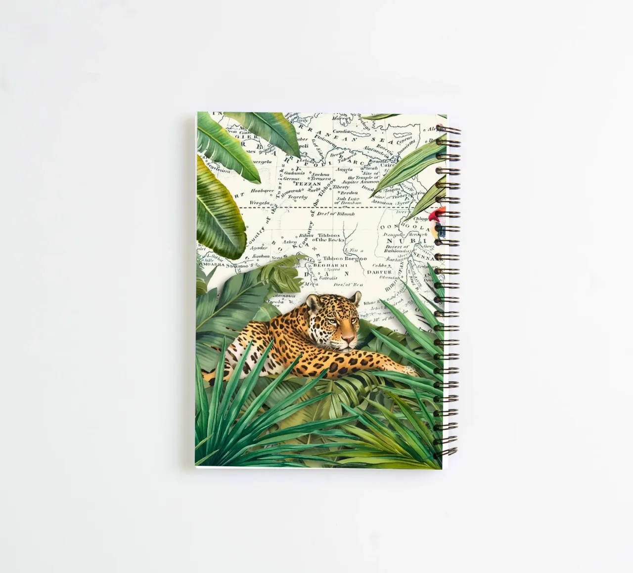 Cheetah And Birds Tropical Journey spiral notebook by Andrea Haase Vintage World