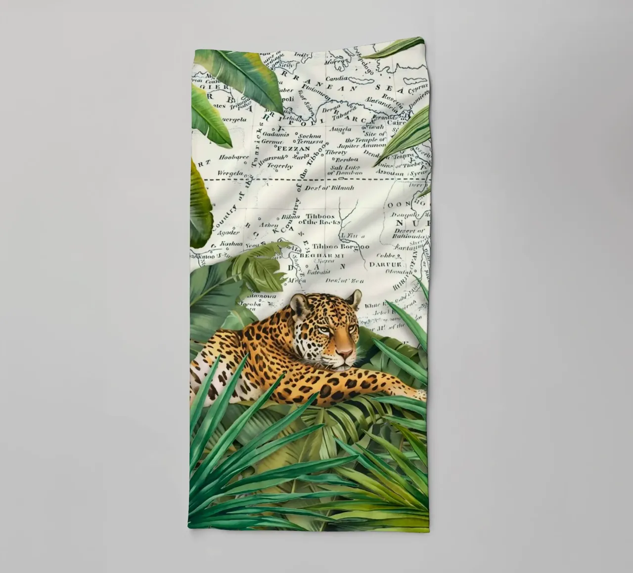 Cheetah And Birds Tropical Journey towel by Andrea Haase Vintage World