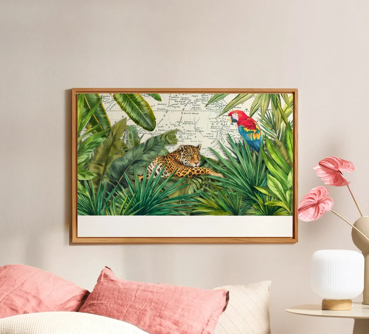 Cheetah And Birds Tropical Journey alu-dibond by Andrea Haase Vintage World