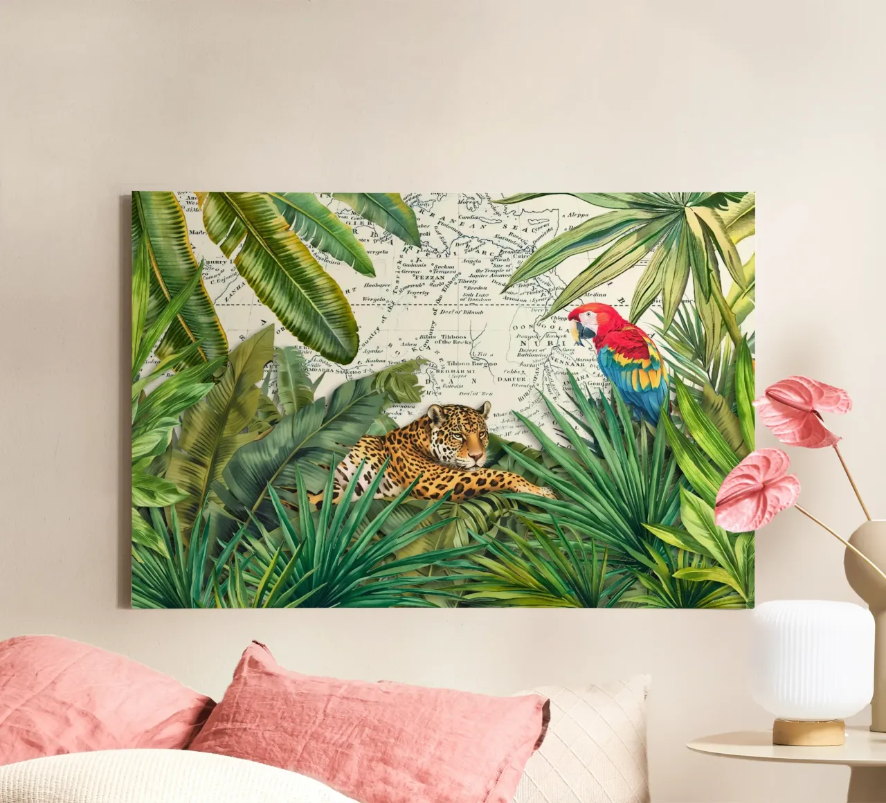 Cheetah And Birds Tropical Journey canvas by Andrea Haase Vintage World