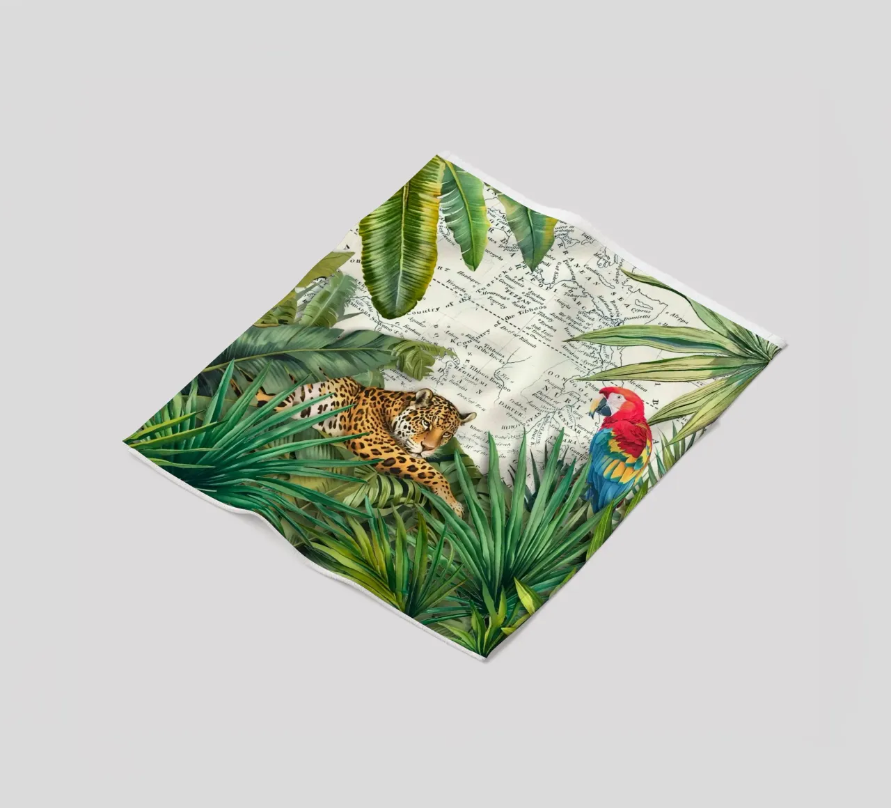 Cheetah And Birds Tropical Journey fleece blanket by Andrea Haase Vintage World