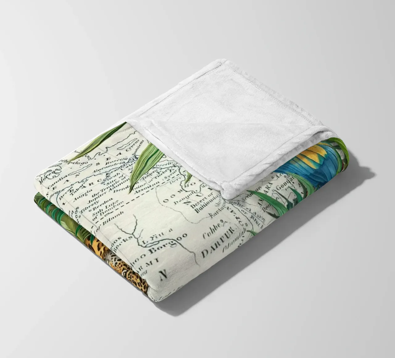 Cheetah And Birds Tropical Journey fleece blanket by Andrea Haase Vintage World