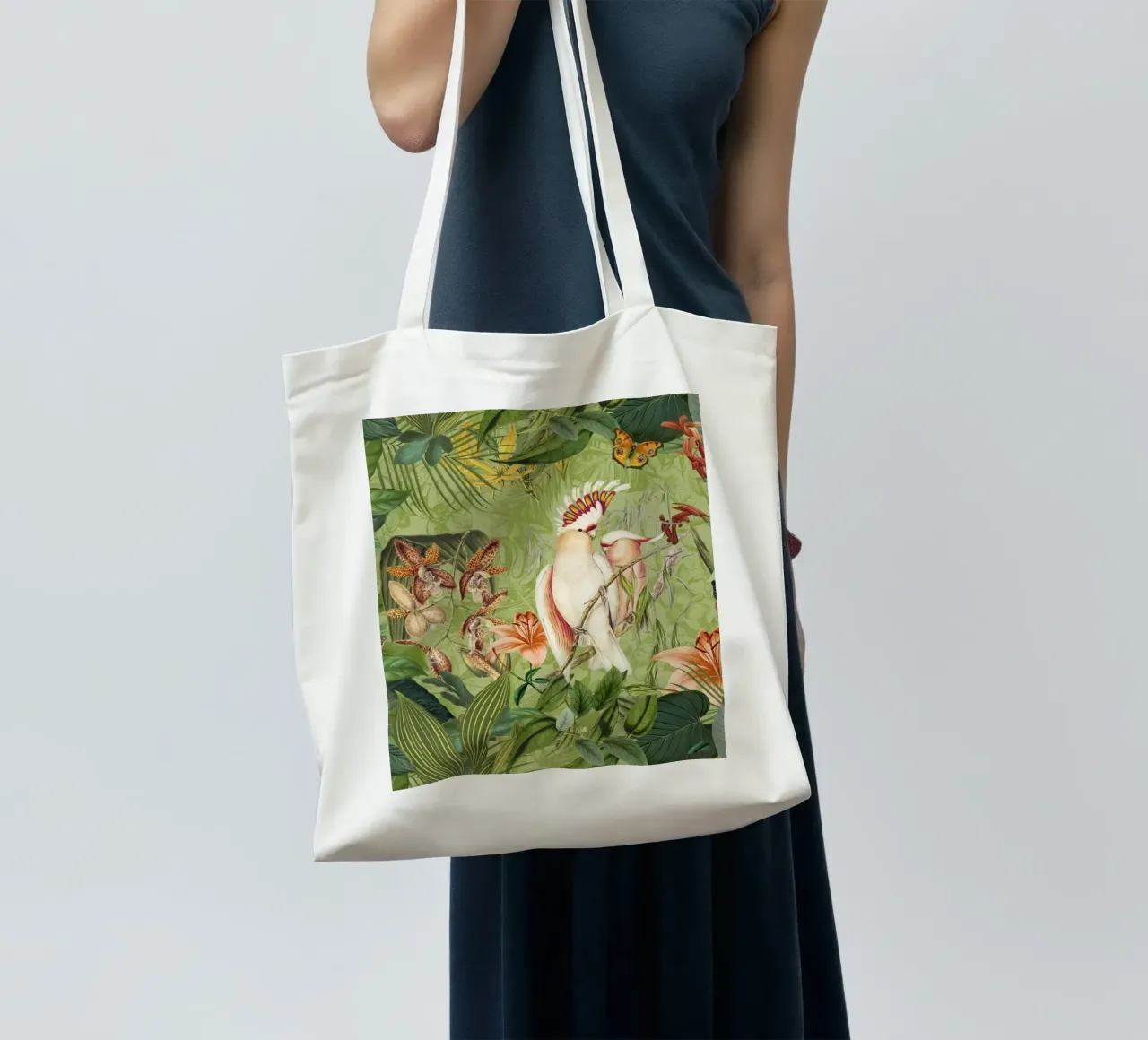 Cacatua Paradiso delle isole tropicali borsa in juta da Andrea Haase Vintage World