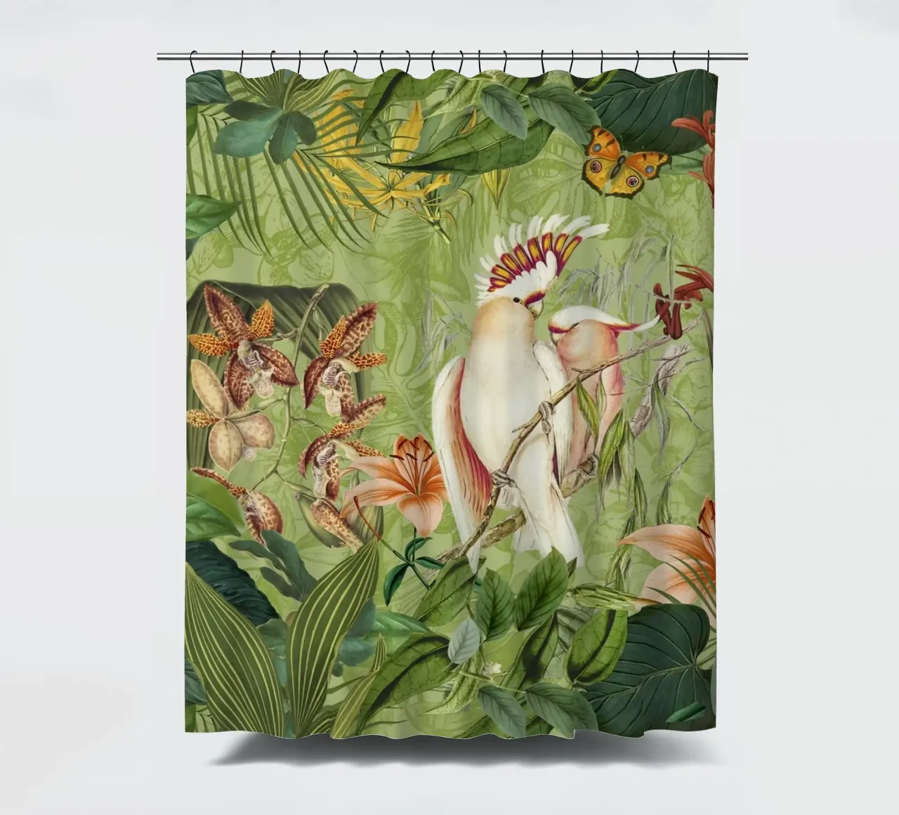 Cacatua Paradiso delle isole tropicali tenda da doccia da Andrea Haase Vintage World