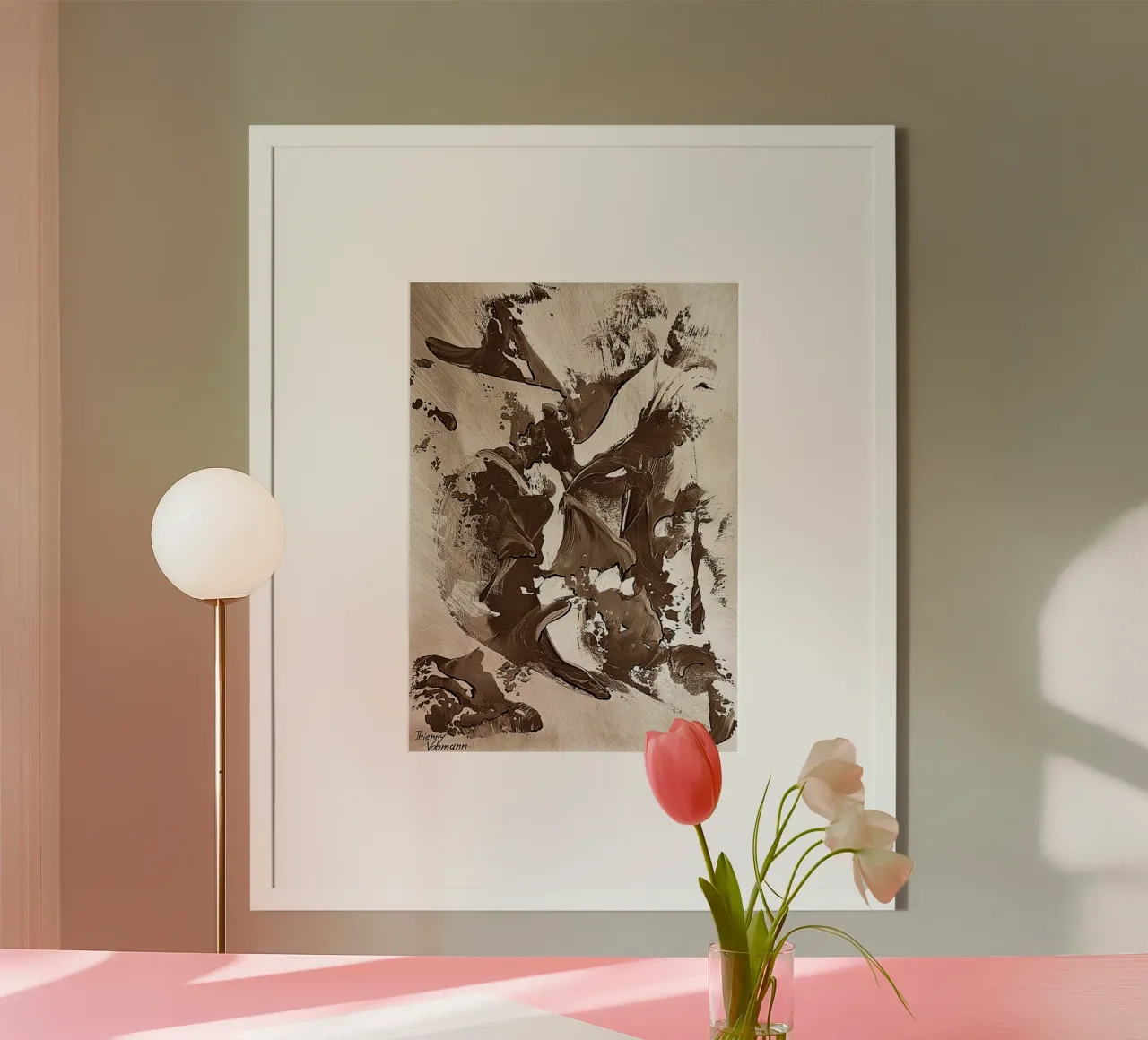 SEPIA 37 poster con telaio in legno da Thierry Vobmann Abstract painting