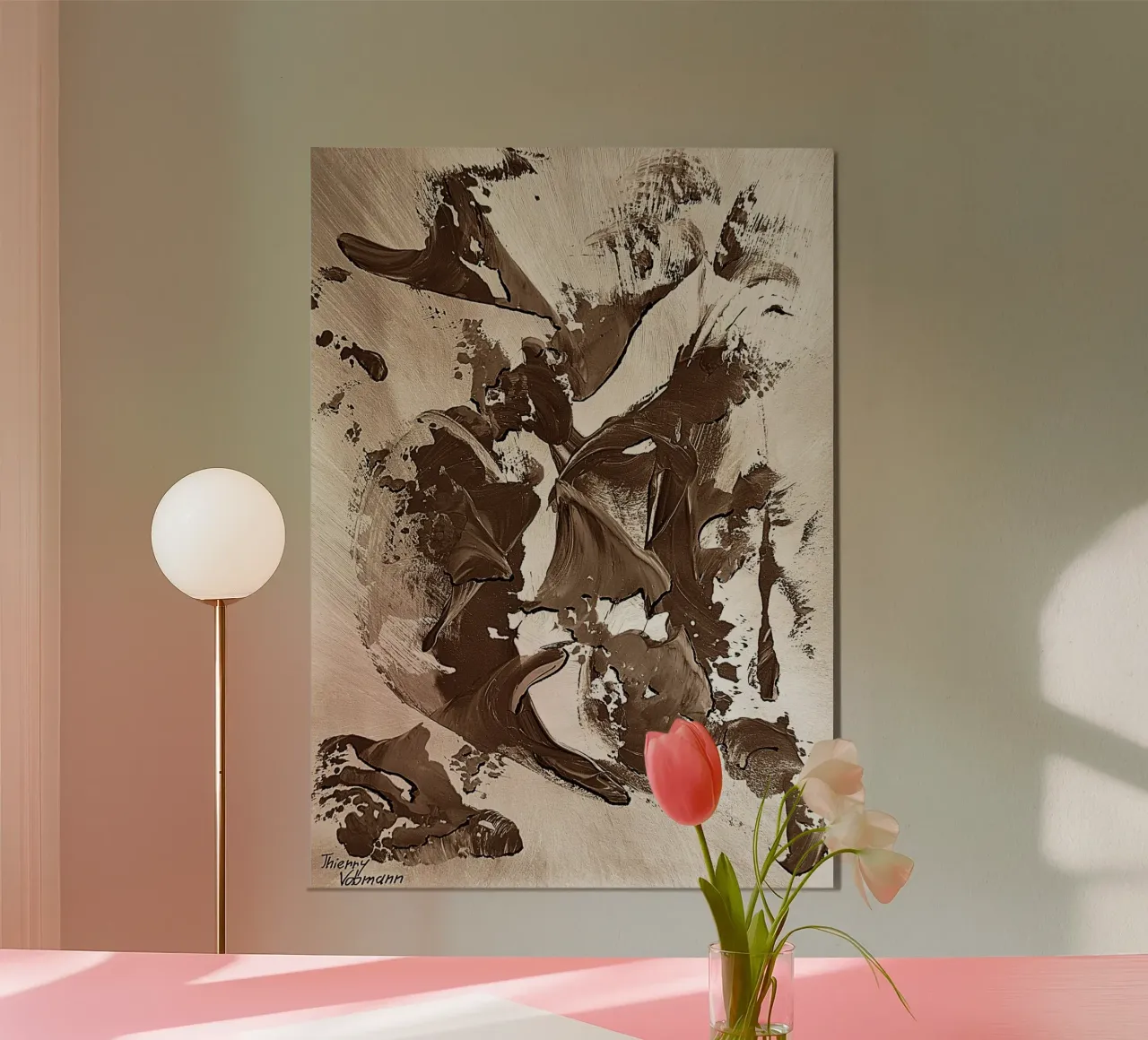 SEPIA 37 poster con telaio in legno da Thierry Vobmann Abstract painting