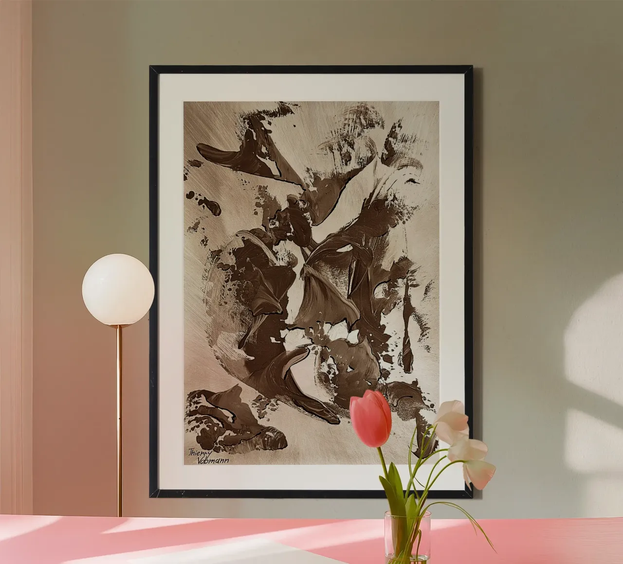 SEPIA 37 poster con telaio in legno da Thierry Vobmann Abstract painting
